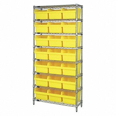 QUANTUM STORAGE SYSTEMS WR8809YL Bin Shelving 36inx74inx12in Yellow