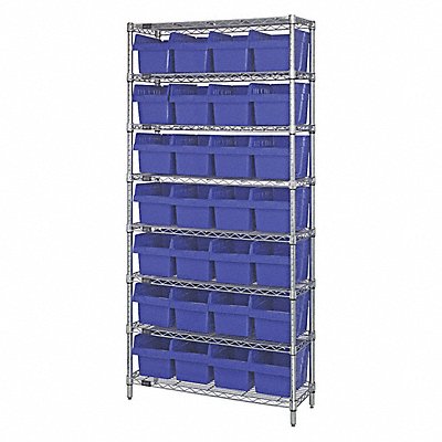 QUANTUM STORAGE SYSTEMS WR8808BL Bin Shelving 36inx74inx18in Blue