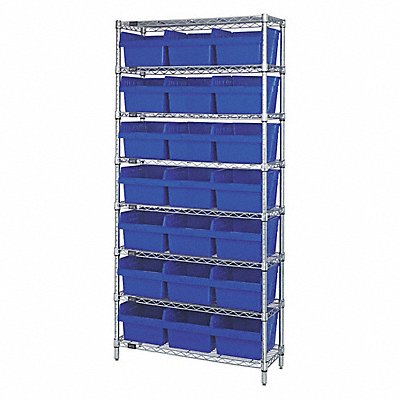 QUANTUM STORAGE SYSTEMS WR8816BL Bin Shelving 36inx74inx24in Blue