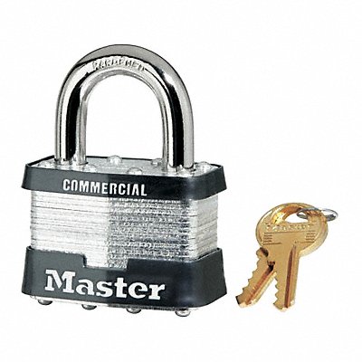 MASTER LOCK 25KA Keyed Padlock 15/16 in Rectangle Silver