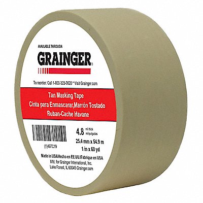 GRAINGER TC1061X60YD Masking Tape 1 W 60 yd L Tan