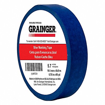 GRAINGER TC27075X60YD Masking Tape 3/4 W 60 yd L Blue