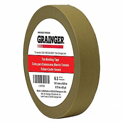 GRAINGER TC650075X60YD Masking Tape 3/4 W 60 yd L Tan