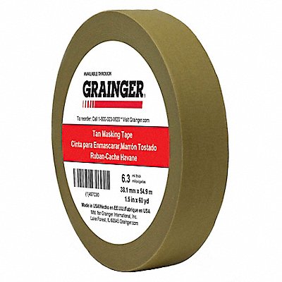 GRAINGER TC65015X60YD Masking Tape 1 1/2 W 60 yd L Tan