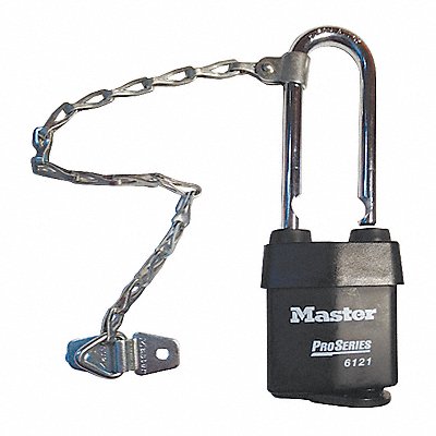 MASTER LOCK 6121KALJCN10G010 Keyed Padlock 7/8 in Rectangle Black