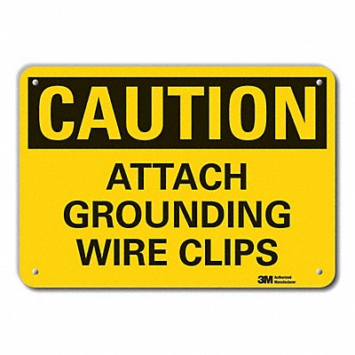 LYLE LCU30307RA10x7 Rflct Grounding Caution Sign 7x10in Alum