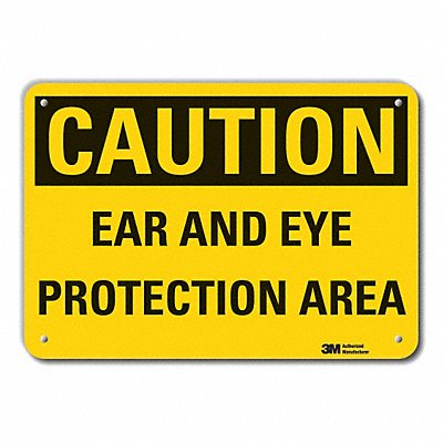 LYLE LCU30308RA14x10 Rflct Eye Ear Caution Sign 10x14in Alum