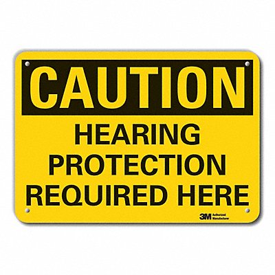 LYLE LCU30341RA14x10 Reflective Hearing Caution Sign 10x14in Alum