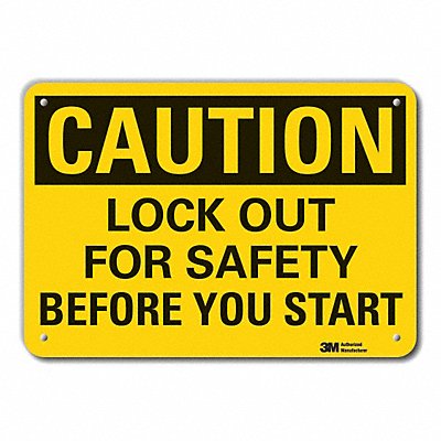LYLE LCU30363RA14x10 Rflct Lockout Tagout Caution Sign 10x14in