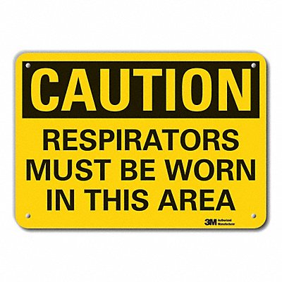 LYLE LCU30368RA14x10 Rflct Respirator Rqrd Caution Sign 10x14in