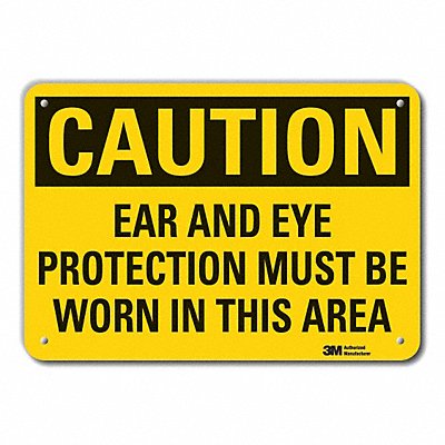 LYLE LCU30406RA14x10 Rflct Eye Ear Caution Sign 10x14in Alum