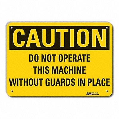 LYLE LCU30421RA14x10 Rflct Machine Guard Caution Sign 10x14in
