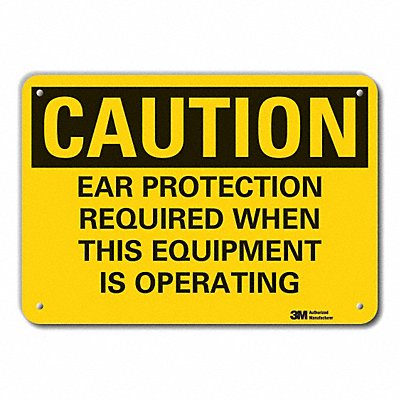 LYLE LCU30443RA14x10 Reflective Hearing Caution Sign 10x14in Alum