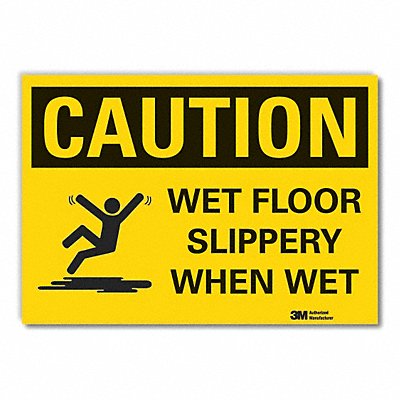 LYLE LCU30495RD14x10 Wet Floor Caution Reflective Label 7inx14in