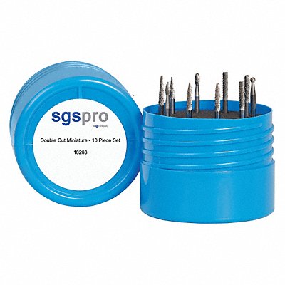 SGS PRO 18263 Carbide Burr Set Double Cut 10pcs. 1/8in