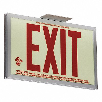 GRAINGER GRAN11410 Exit Sign 7 1/2 in x 13 in Plastic