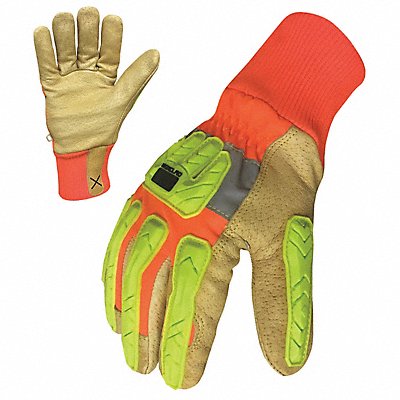 IRONCLAD GEHVIP05XL Leather Gloves Hi-Viz Orange/Yellow XL PR