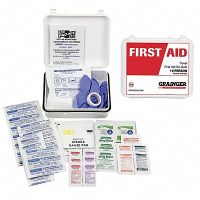 GRAINGER 54626 FirstAidKit w/House 64pcs 2.25x5.5 WHT