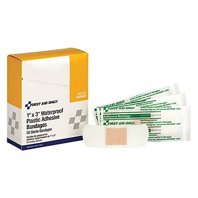 FIRST AID ONLY 90333 Strip Bandages 3 x1 Plastic PK50
