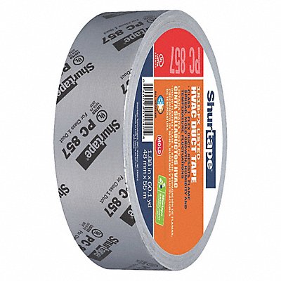 49JR18 SHURTAPE PC857 Duct Tape Silver 1 7/8 in x 60 yd 14 mil