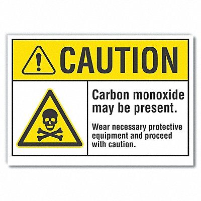 LYLE LCU30011RD5x35 Carbon Monoxide Caution Reflective Label 3.5x5in