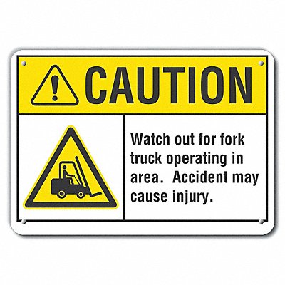 LYLE LCU30014RA10x7 Rflct Lift Truck Trfc Caution Sign 7x10in