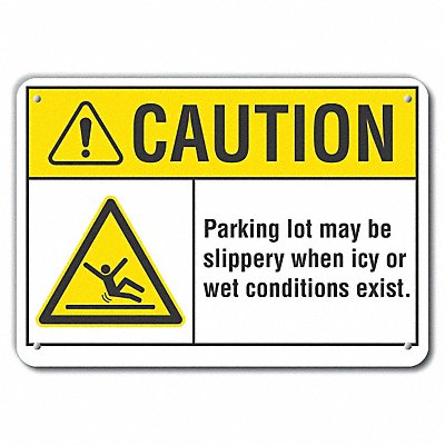 LYLE LCU30021RA14x10 Rflct Slippery Caution Sign 10x14in Alum