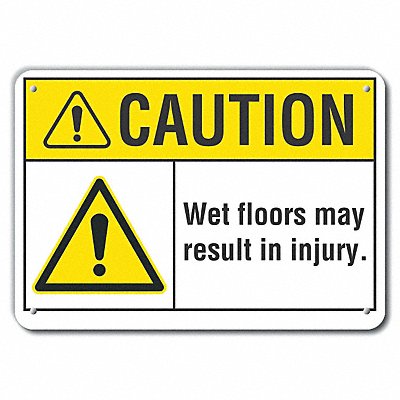 LYLE LCU30030RA14x10 Reflective Wet Floor Caution Sign 10x14in Alum