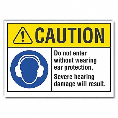 LYLE LCU30058RD10x7 Ear Caution Reflective Label 7 in x 10 in