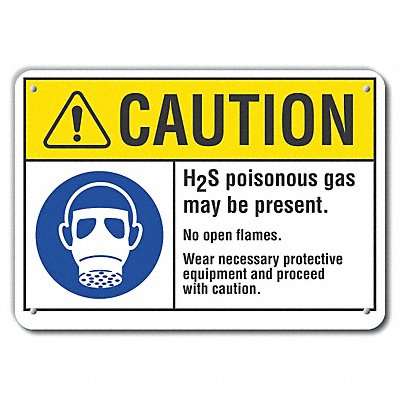 LYLE LCU30068RA14x10 Rflct H2S Poison Gas Caution Sign 10x14in