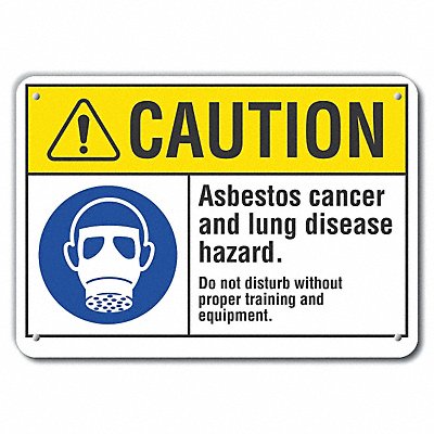 LYLE LCU30069RA14x10 Rflct Asbestos Caution Sign 10x14in Alum