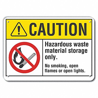 LYLE LCU30076RA14x10 Rflct Hzrdous Waste Caution Sign 10x14in