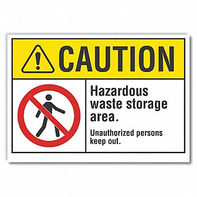 LYLE LCU30078RD14x10 Hazardous Waste Caution Reflective Label 10x14in