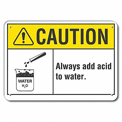 LYLE LCU30089RA14x10 Rflct Acid Caution Sign 10x14in Alum