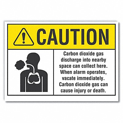 LYLE LCU30093RD7x5 Carbon Dioxide Caution Reflective Label 5x7in
