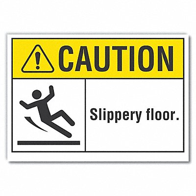 LYLE LCU30095RD7x5 Slippery Floor Caution Reflective Label 5x7in