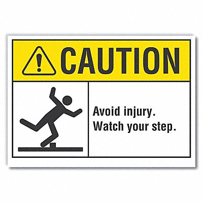 LYLE LCU30098RD5x35 Steps Caution Reflective Label 3.5inx5in