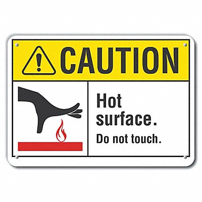 LYLE LCU30099RA14x10 Rflct Hot Surface Caution Sign 10x14in Alum