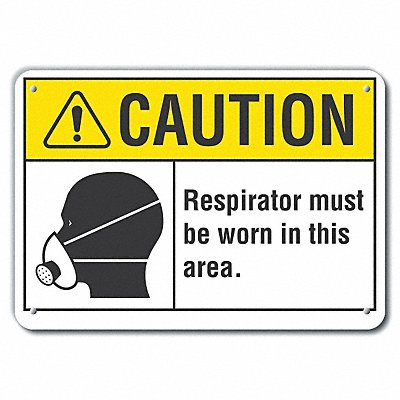 LYLE LCU30116RA14x10 Rflct Respirator Rqrd Caution Sign 10x14in