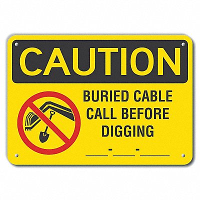 LYLE LCU30132RA10x7 Rflct Buried Cable Caution Sign 7x10in