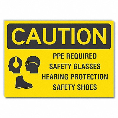 LYLE LCU30186ED14x10 Caution Sign 10inx14in Non-PVC Polymer