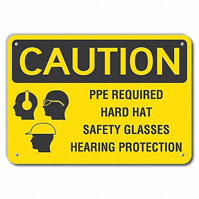 LYLE LCU30187RA14x10 Rflct PPE Caution Sign 10x14in Alum
