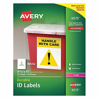 AVERY 7278206575 Label 8-1/2 Wx11 H 50 No.of Labels PK50