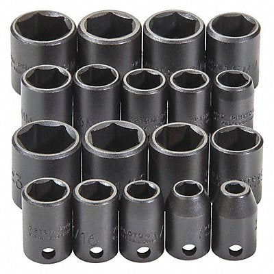 PROTO J72230 Impact Socket Set Steel Black Oxide 1/4- 3/4 in