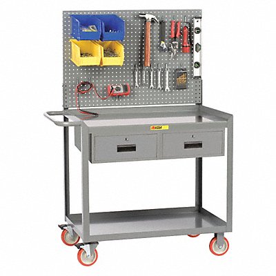 LITTLE GIANT MW24365TL2DRPB Mobile Wrkstion Steel 36 L 24 W 2 Shelf