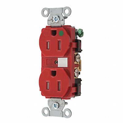HUBBELL 8200REDTRA Receptacle Red 15 A 2P3W Back Side 1PK