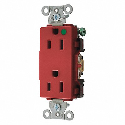 HUBBELL 2172RED Receptacle Red 15 A 2P3W Back Side 1PK