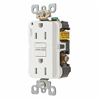 HUBBELL AFR15TRW Recept White 15 A 2P3W Back Side 1PK