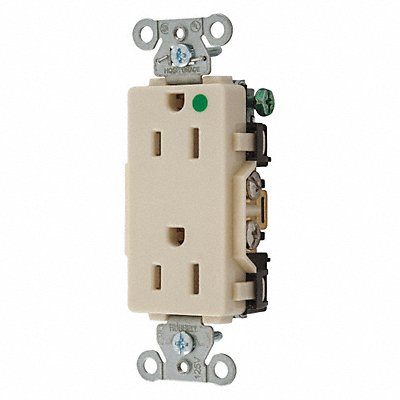 HUBBELL 2172IV Receptacle Ivory 15 A 2P3W Back Side 1PK