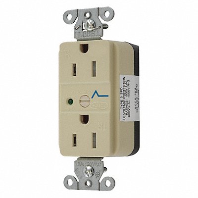 HUBBELL SNAP5262IS Receptacle Ivory 125VAC 3 Wires Nylon